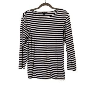 J. Peterman Blue and White Nautical Stripe Jersey Sz S